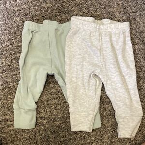Kids' Soft Cotton Pants - Mint Green & Light Gray